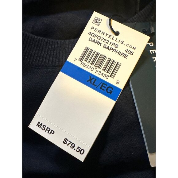 Perry Ellis Mens Tech Knit Pullover Sweater, Deep Sapphire, Size XL, NWT - Picture 3 of 4